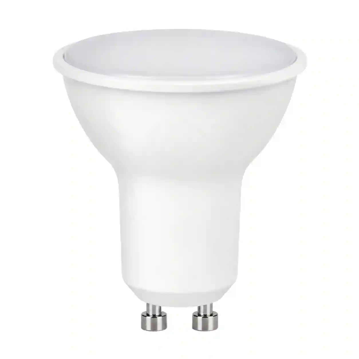 LED žárovka GU10 s reflektorovým tělem izolovaná na bílém pozadí